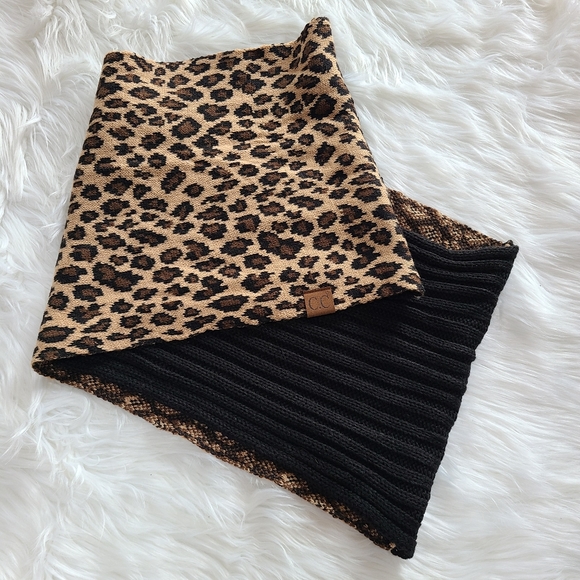 C.C Accessories - C.C Cheetah Black Infinity Scarf Soft Knit Leopard Boutique Western Sweater Wrap